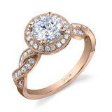 Emilie - Spiral Engagement Ring with Halo