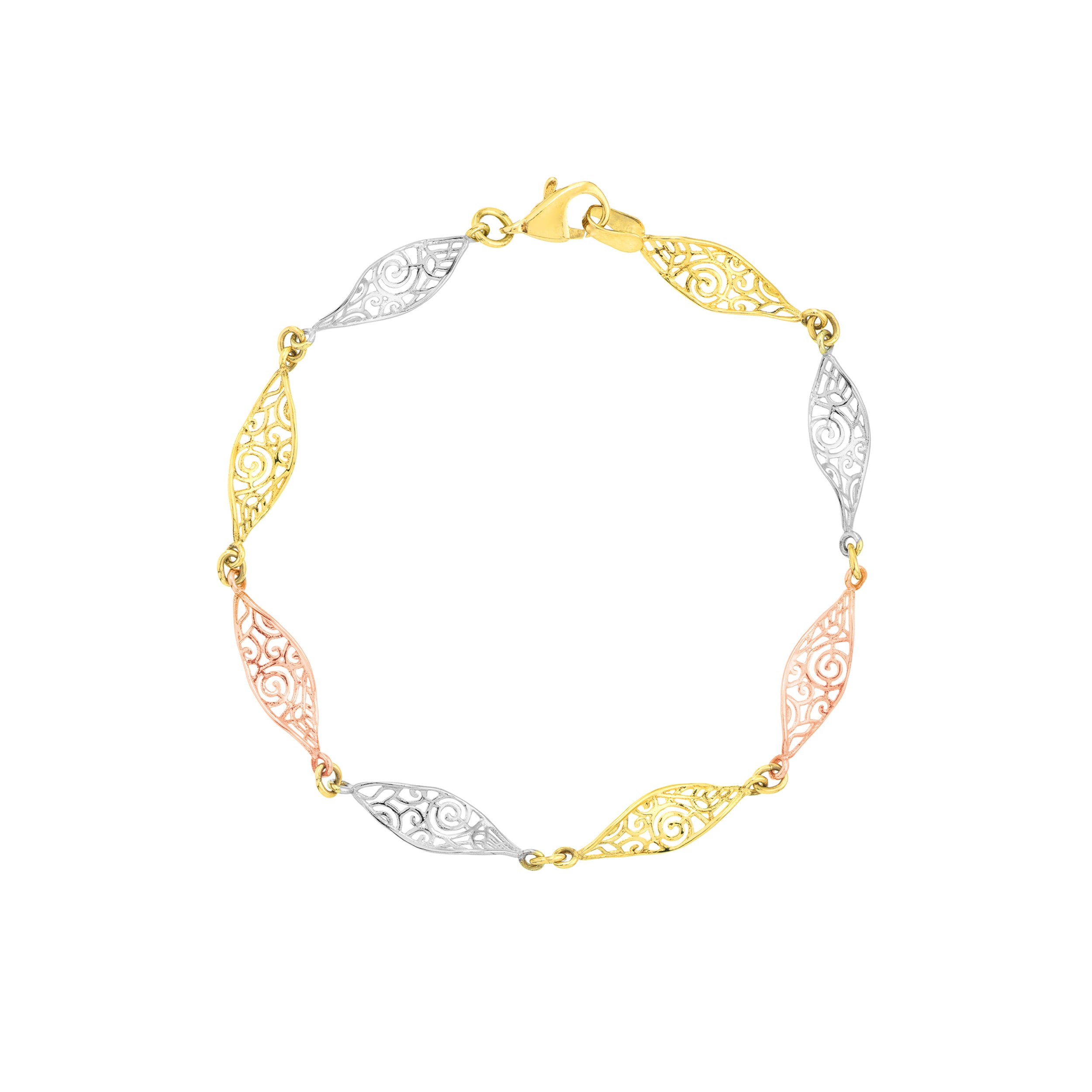Tri-Color Twisted Filigree Bracelet