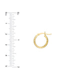 3mm x 15mm Diamond-Cut Hoop Earrings