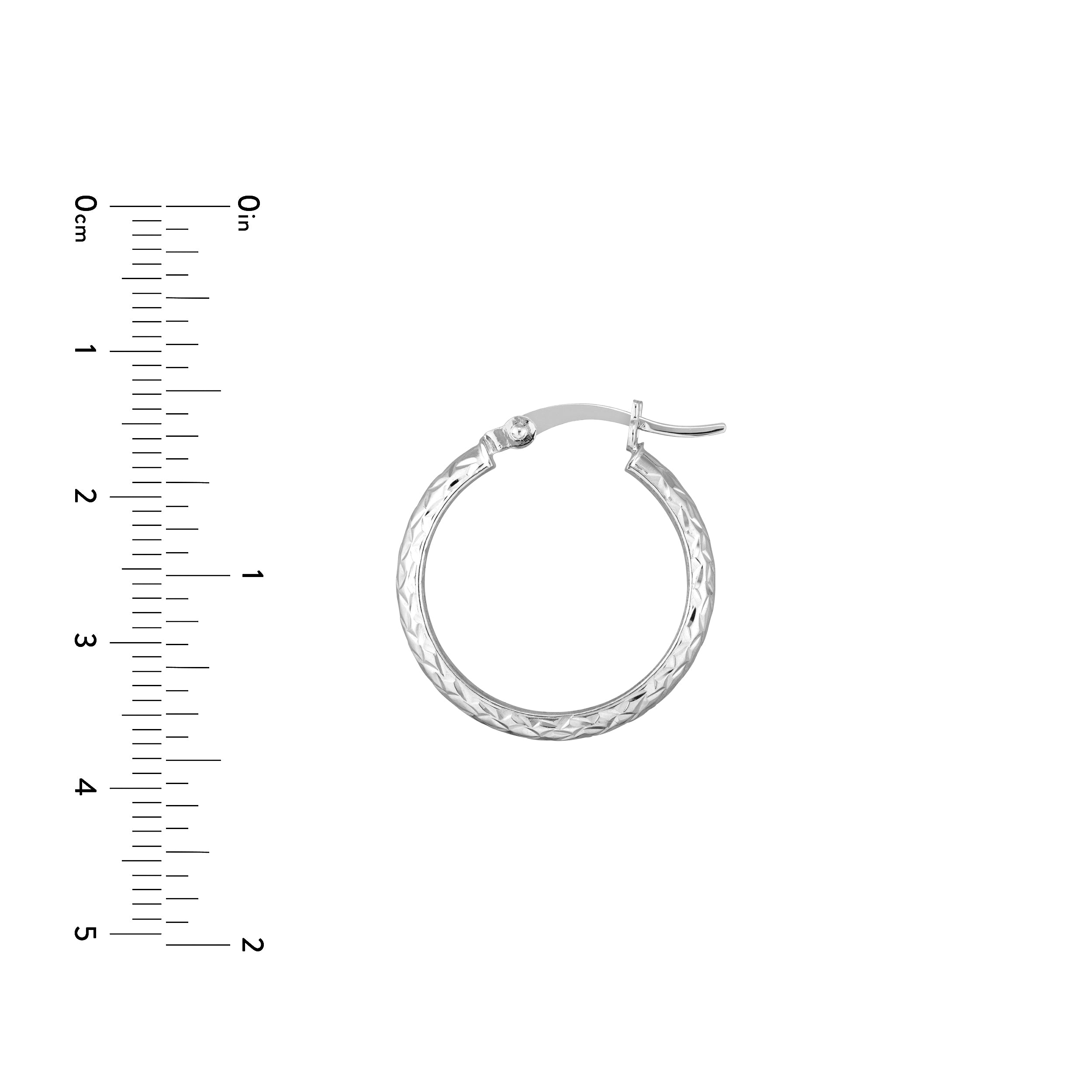 3mm x 20mm Diamond-Cut Hoop Earrings