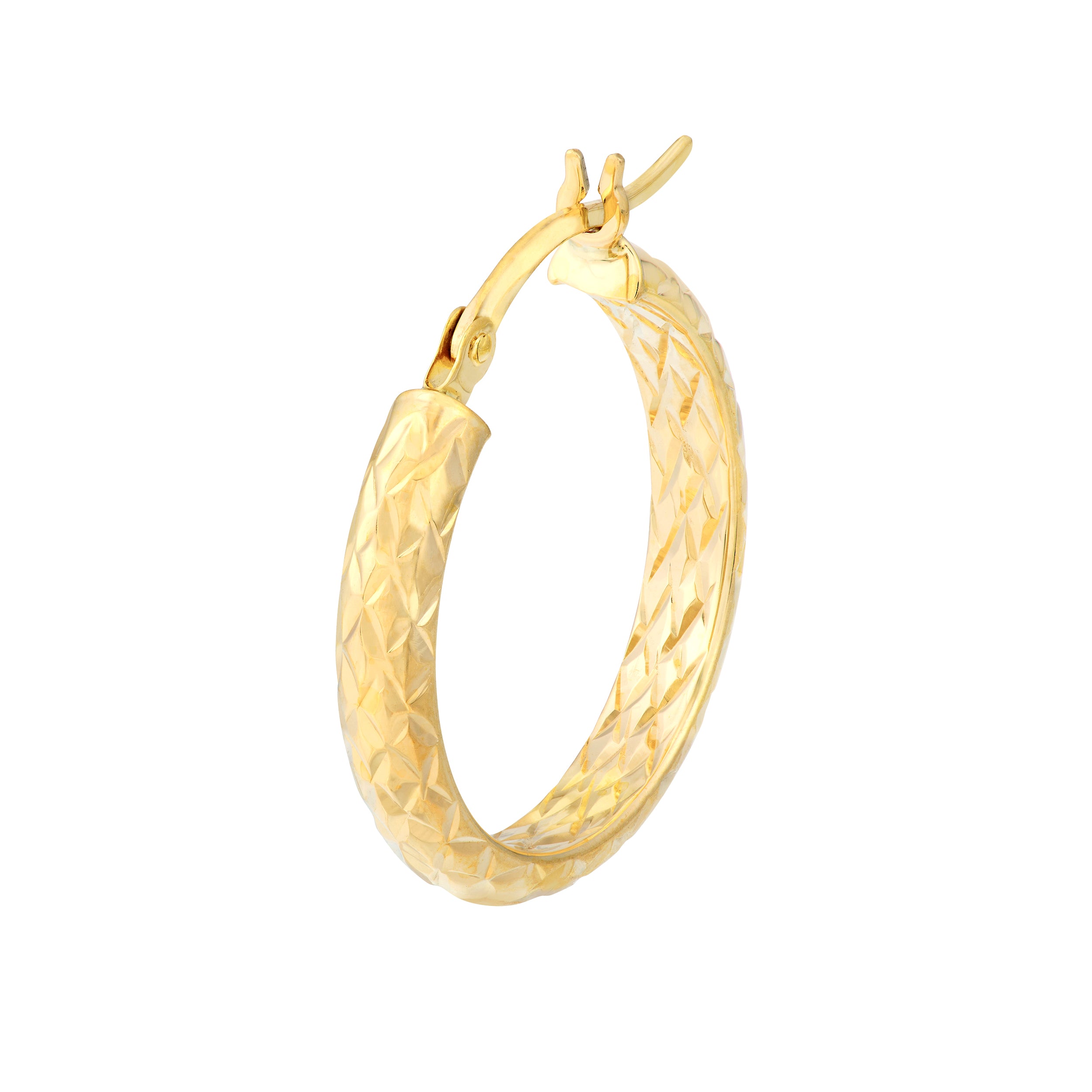 3mm x 20mm Diamond-Cut Hoop Earrings