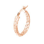 3mm x 20mm Diamond-Cut Hoop Earrings