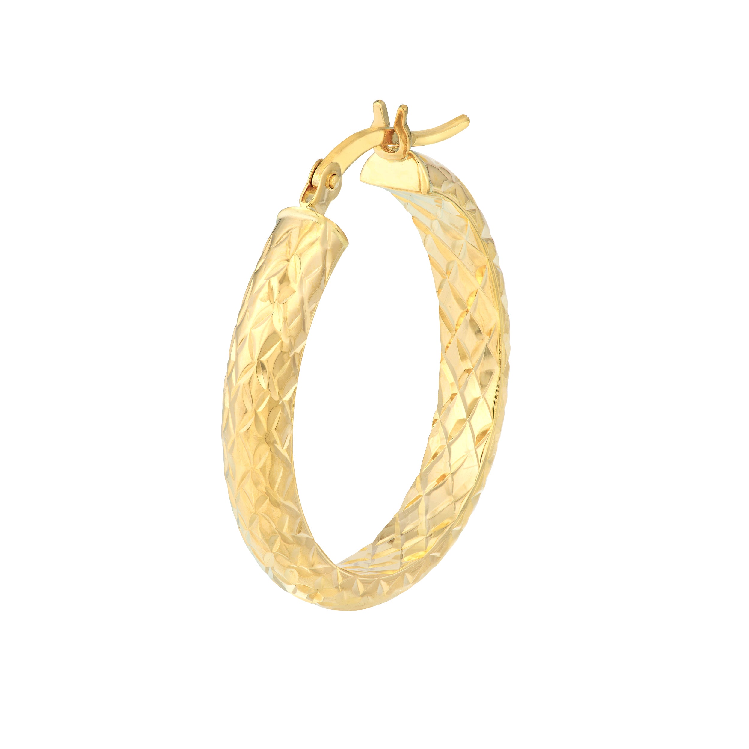 25mm x 4mm Diamond-Cut Hoop Earrings