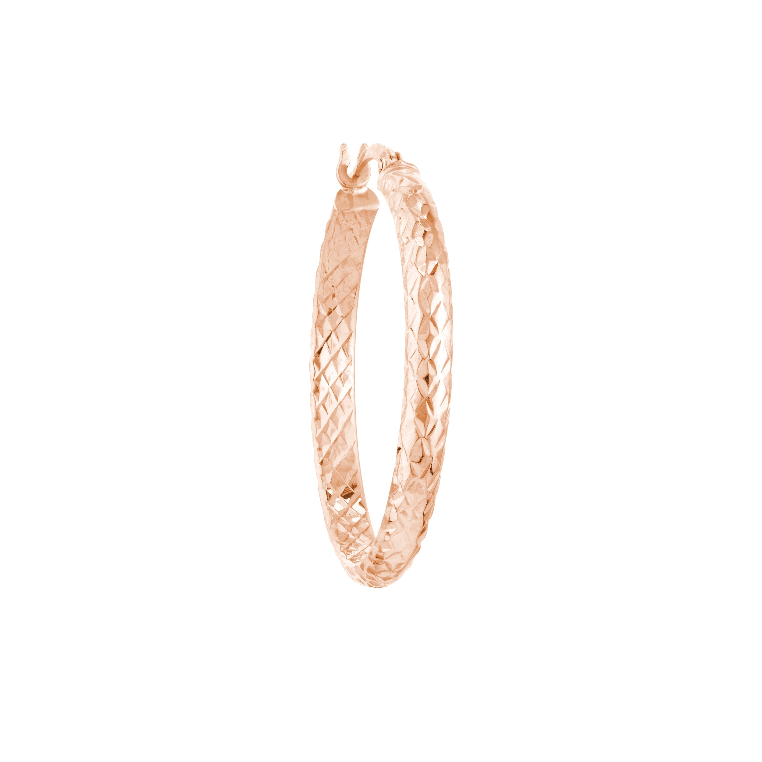 3mm x 30mm Diamond-Cut Hoop Earrings