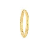 3mm x 30mm Diamond-Cut Hoop Earrings