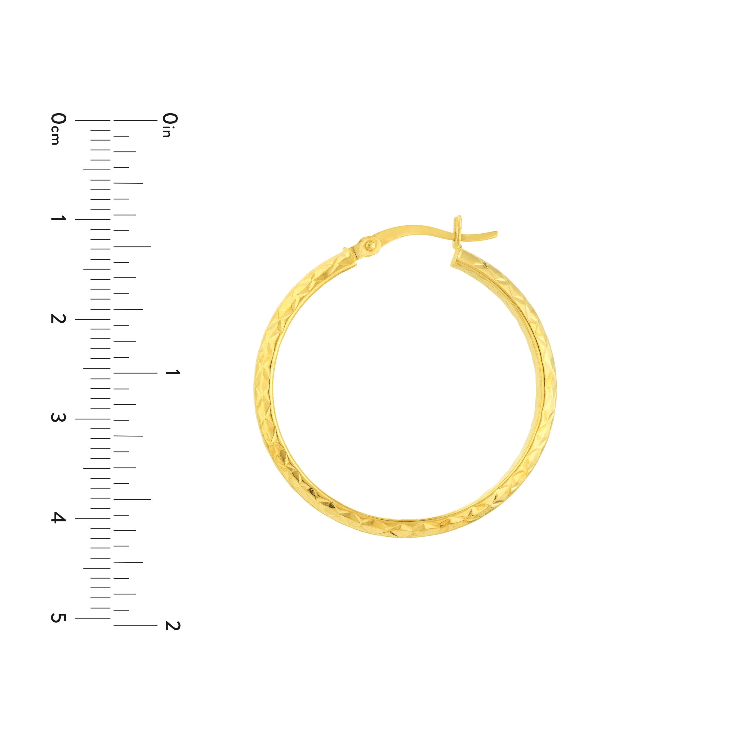 3mm x 30mm Diamond-Cut Hoop Earrings