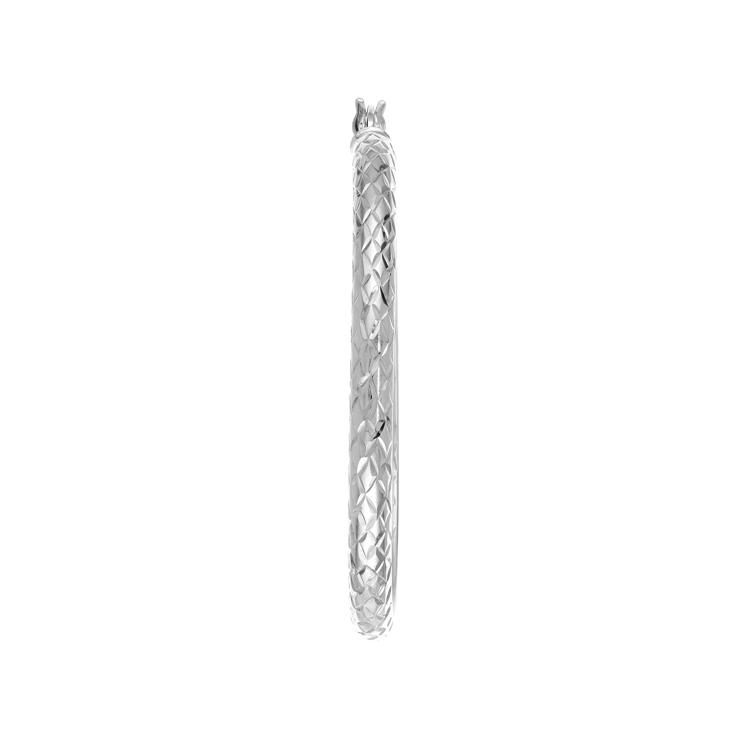 3mm x 40mm Diamond-Cut Hoop Earrings