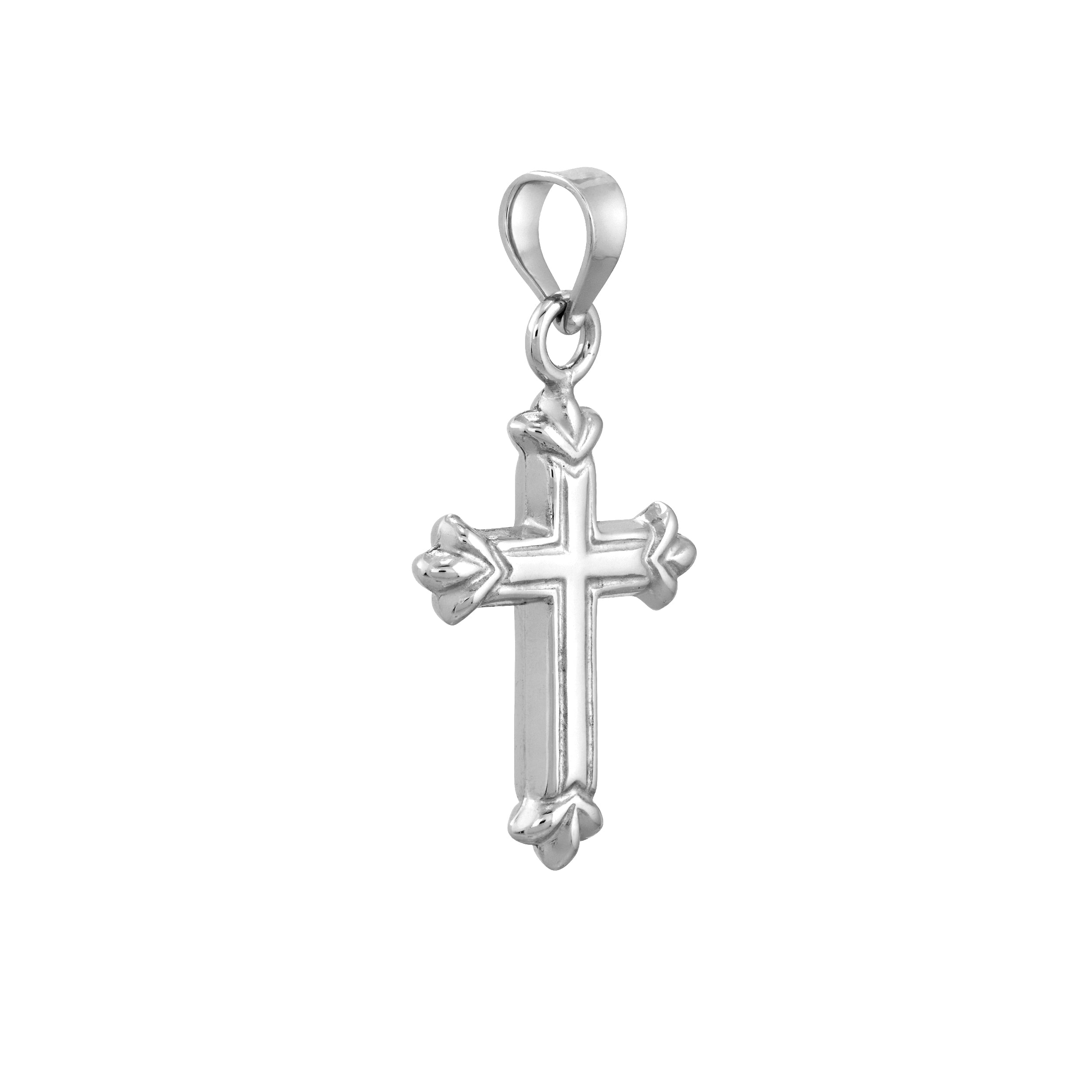 3D Fleur Detailed Cross Pendant
