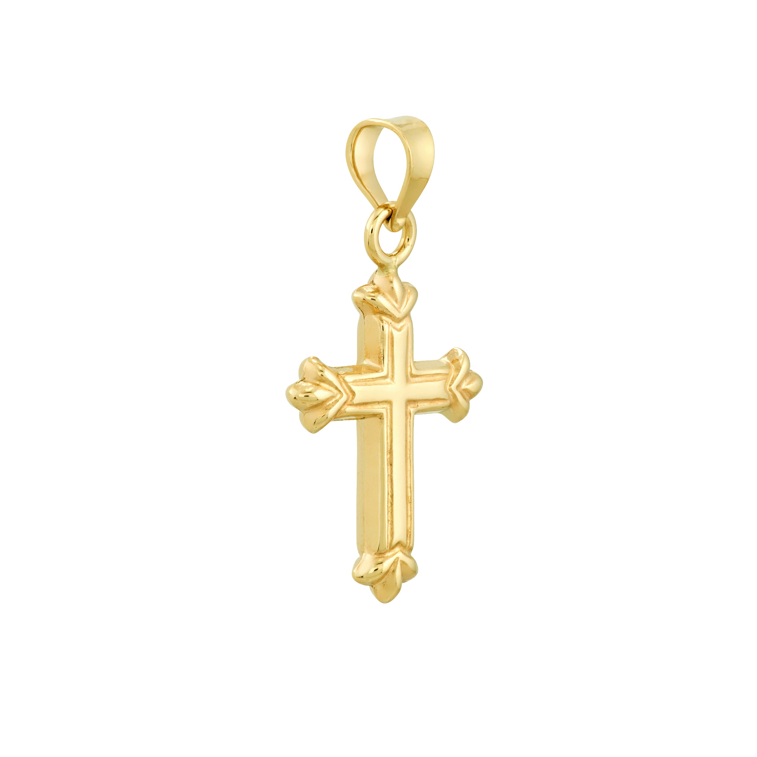 3D Fleur Detailed Cross Pendant