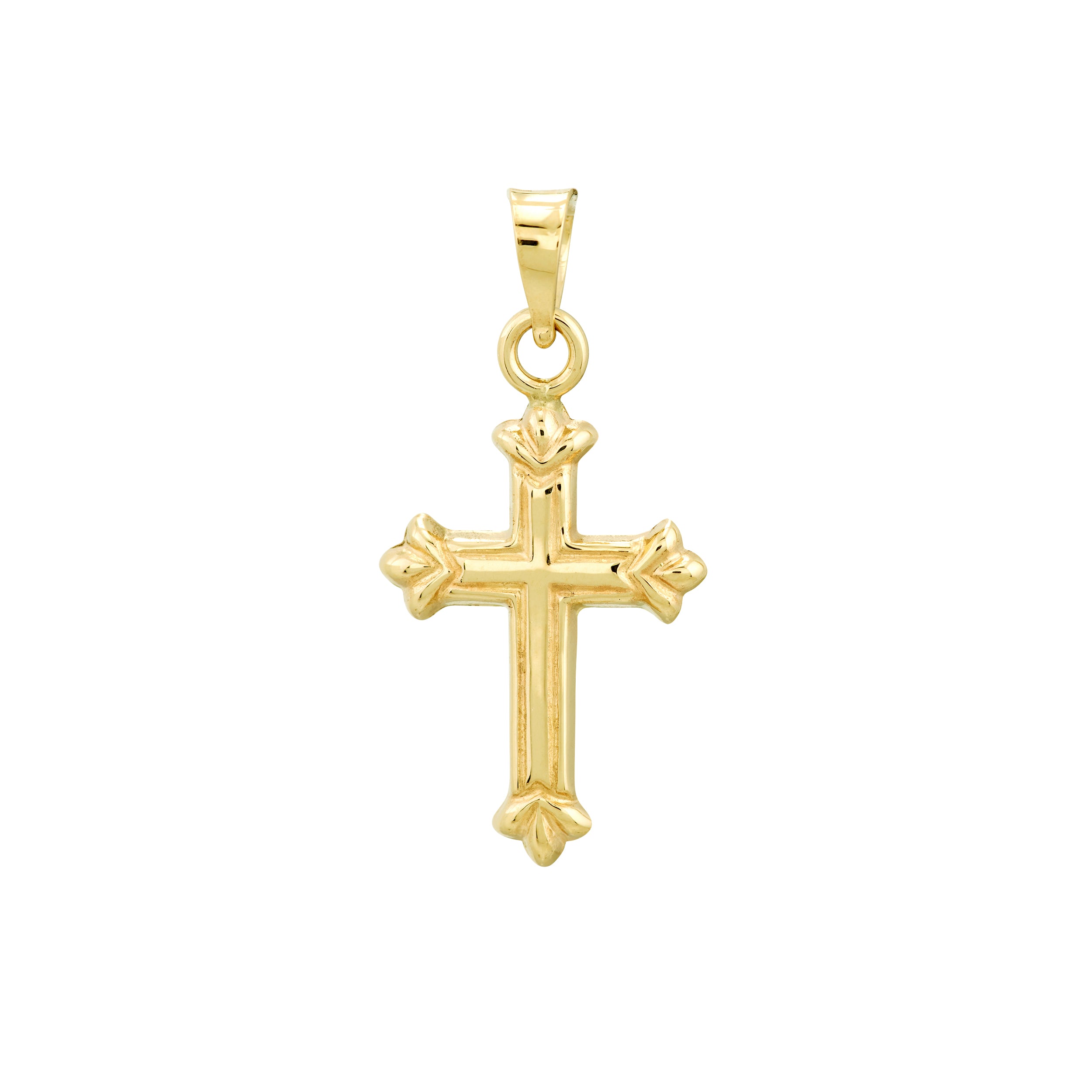 3D Fleur Detailed Cross Pendant