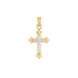 Two-Tone Small Cross Fleur Pendant
