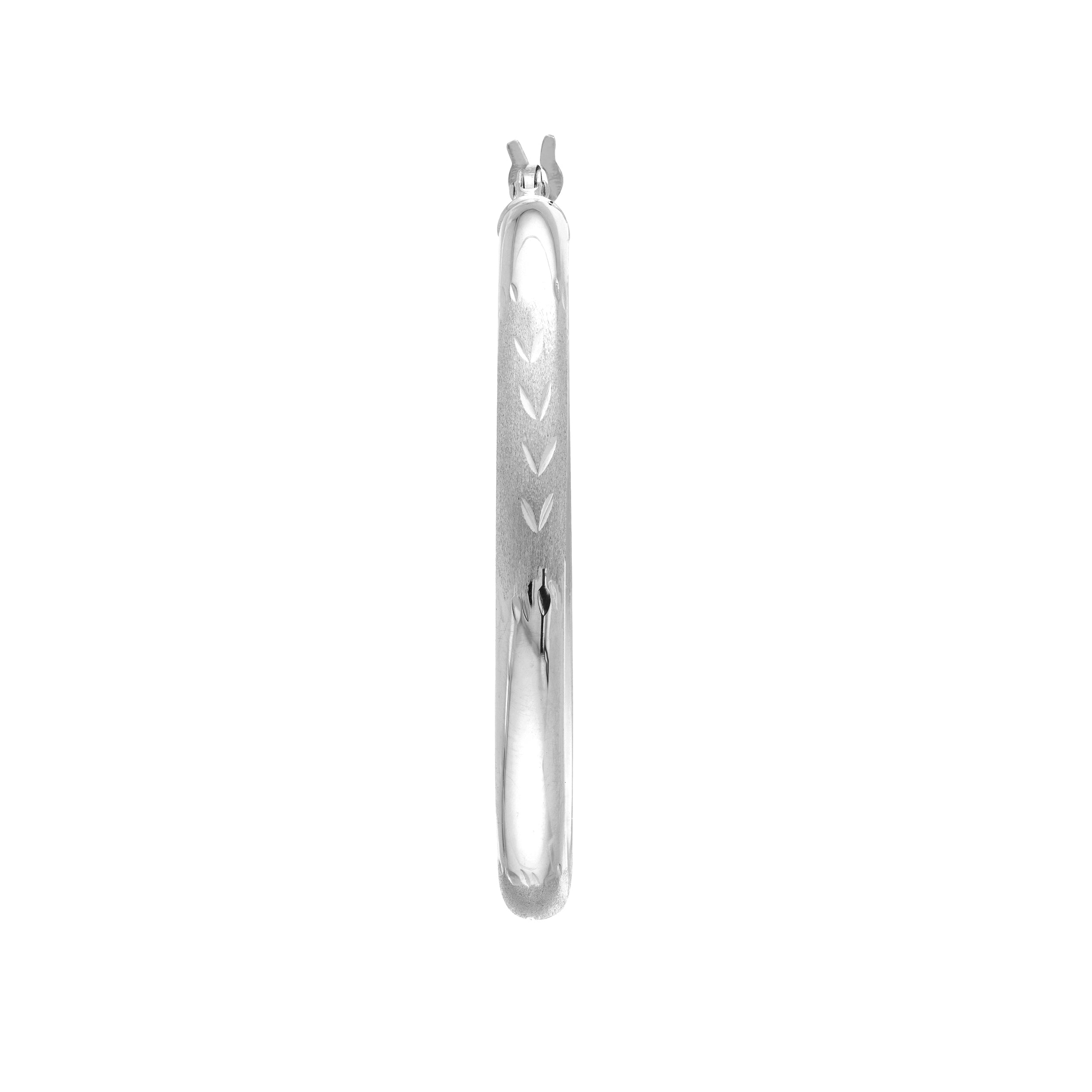 3x35 Half Round D/C Florentine Hoop Earrings