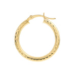 3x25mm Full D/C Round Hoop Earrings