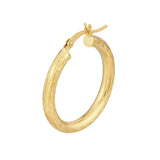 3x25mm Full D/C Round Hoop Earrings