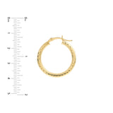 3x25mm Full D/C Round Hoop Earrings