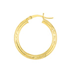 3x25mm D/C Florentine Round Hoop Earrings
