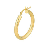 3x25mm D/C Florentine Round Hoop Earrings