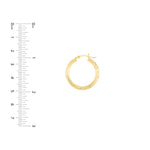 3x25mm D/C Florentine Round Hoop Earrings