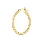 2mm x 25mm Diamond-Cut Hoop Earrings