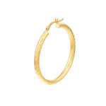 3x35mm Full Diamond-Cut Hoop Earrings