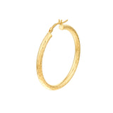 3x35mm Full Diamond-Cut Hoop Earrings