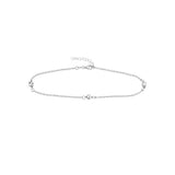 Sterling Silver Diamond-Cut Beads on Chain Adjustable Anklet