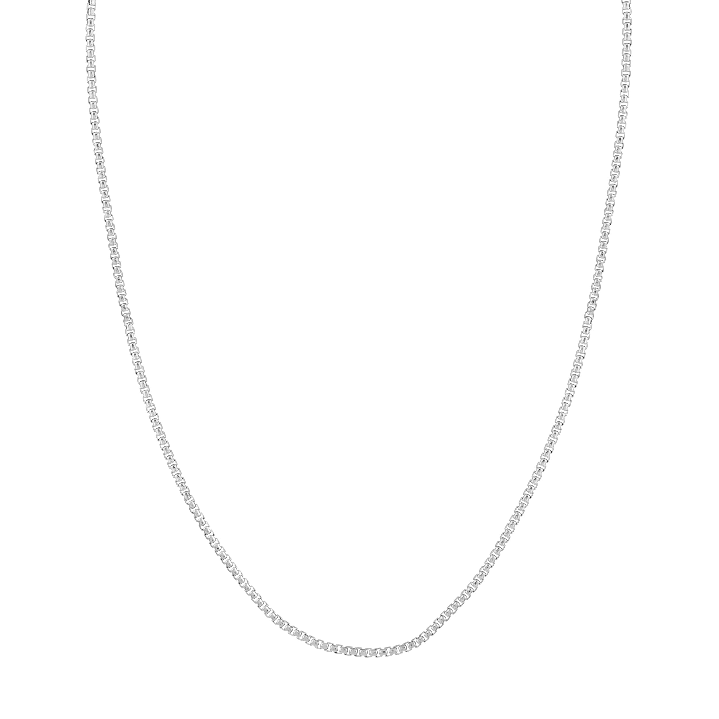 Sterling Silver 2.1mm Round Box Chain with Pear Lobster Lock