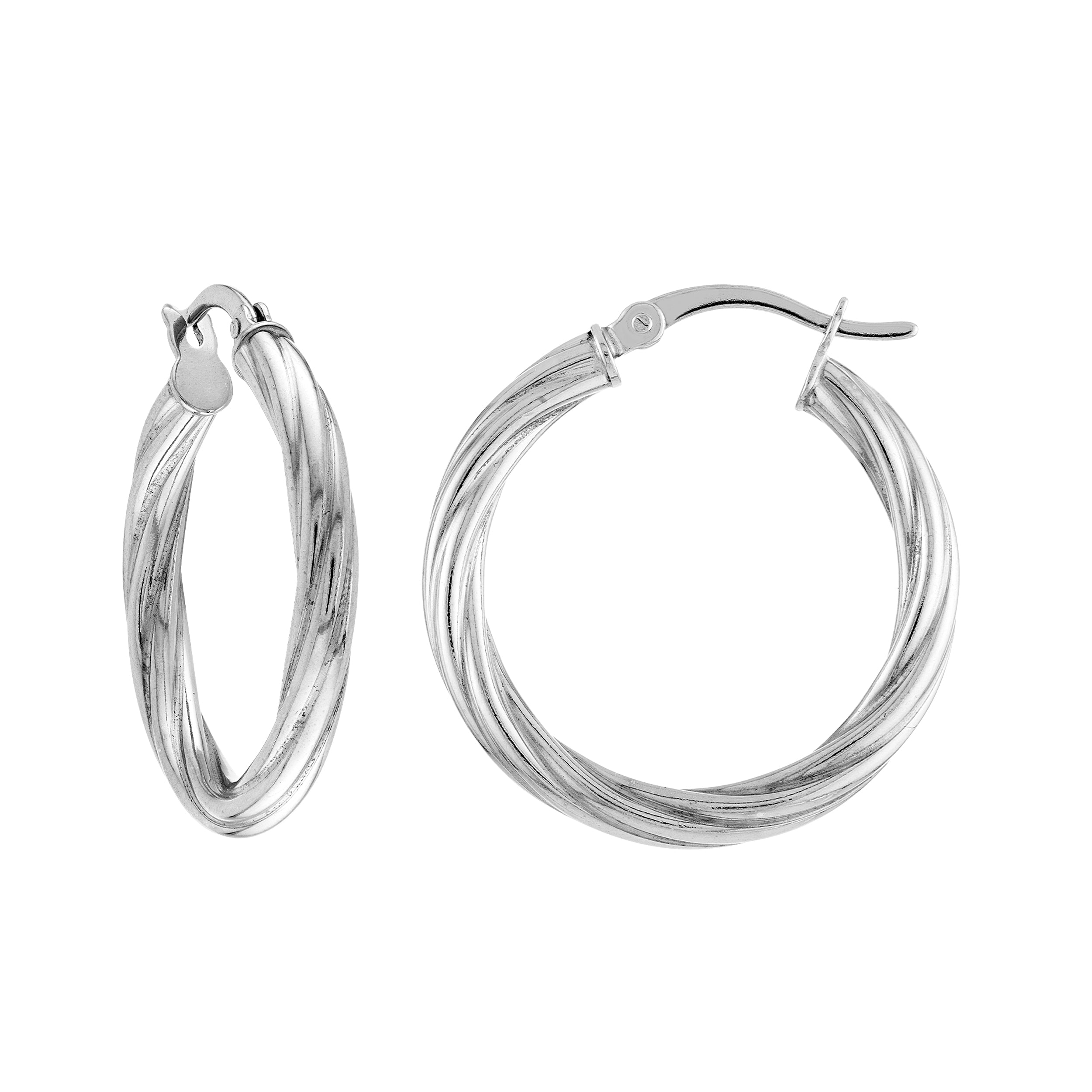 25mm High Polished Twist Hoop Earrings