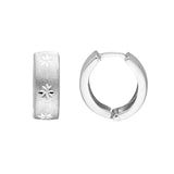 Sterling Silver Satin Hoop Earrings with North Star