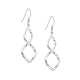 Plated Sterling Silver Corkscrew Tube Drop Earrings