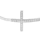 Sterling Silver Sideways CZ Cross Bracelet