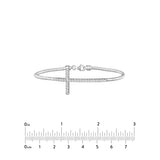 Sterling Silver Sideways CZ Cross Bracelet