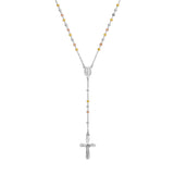 Sterling Silver and Rose Gold 3mm Rosary Necklace