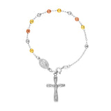 Tri-Colored Rosary with Virgin Mary Bracelet