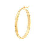 3mm x 32mm Diamond-Cut Oval Hoop Earrings