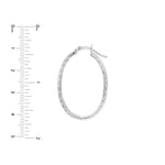 3mm x 32mm Diamond-Cut Oval Hoop Earrings