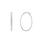 3mm x 42mm Diamond-Cut Oval Hoop Earrings