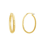 4mm x 32mm Diamond-Cut Oval Hoop Earrings