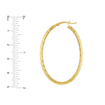 4mm x 42mm Diamond-Cut Oval Hoop Earrings