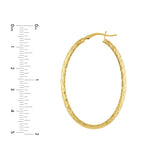 4mm x 42mm Diamond-Cut Oval Hoop Earrings