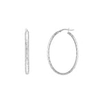 4mm x 42mm Diamond-Cut Oval Hoop Earrings