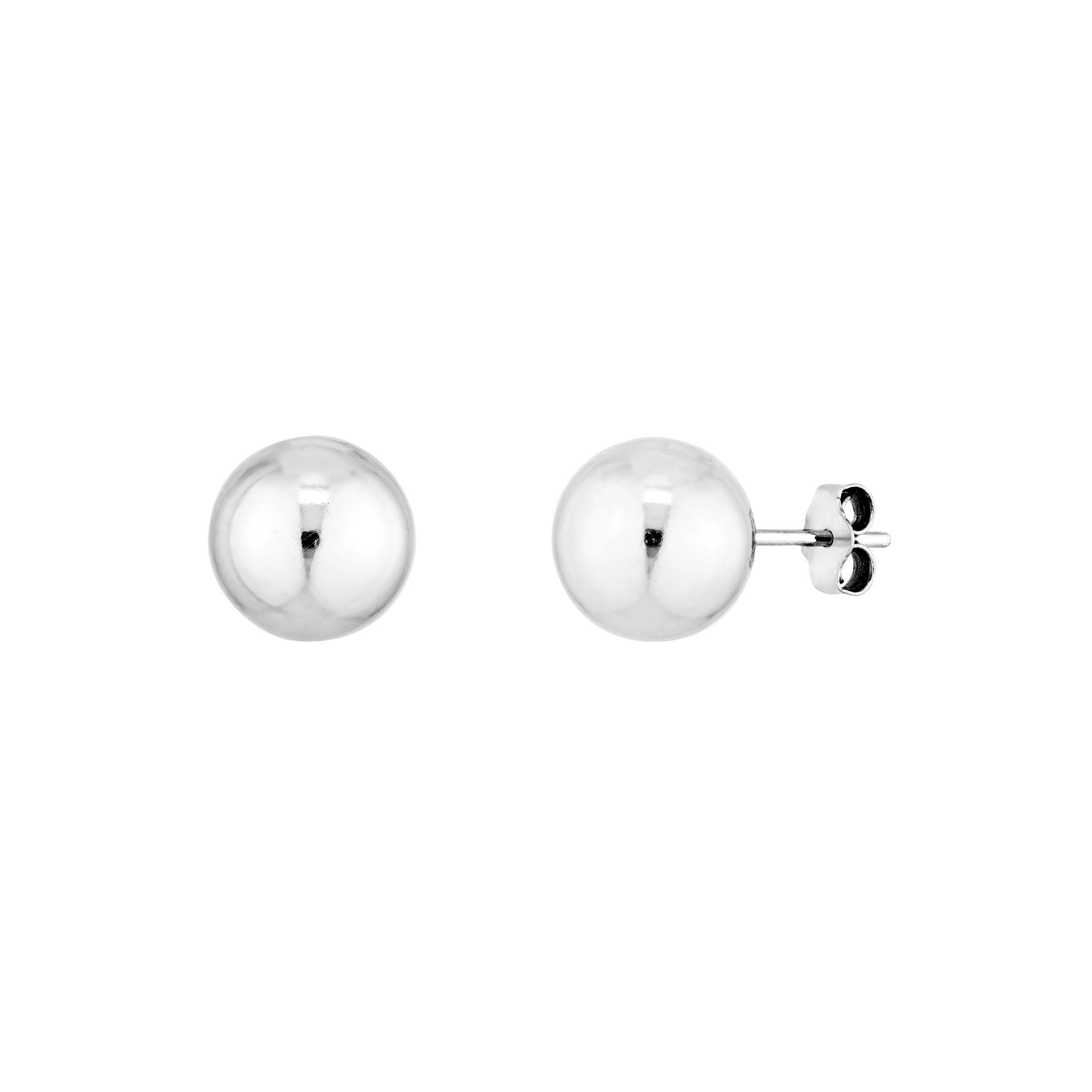 Sterling Silver 10mm Polished Ball Stud Earrings