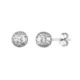 Sterling Silver 7mm Diamond-Cut Ball Stud Earrings