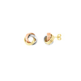 Tri-Color Love Knot Stud Earrings on Post Back