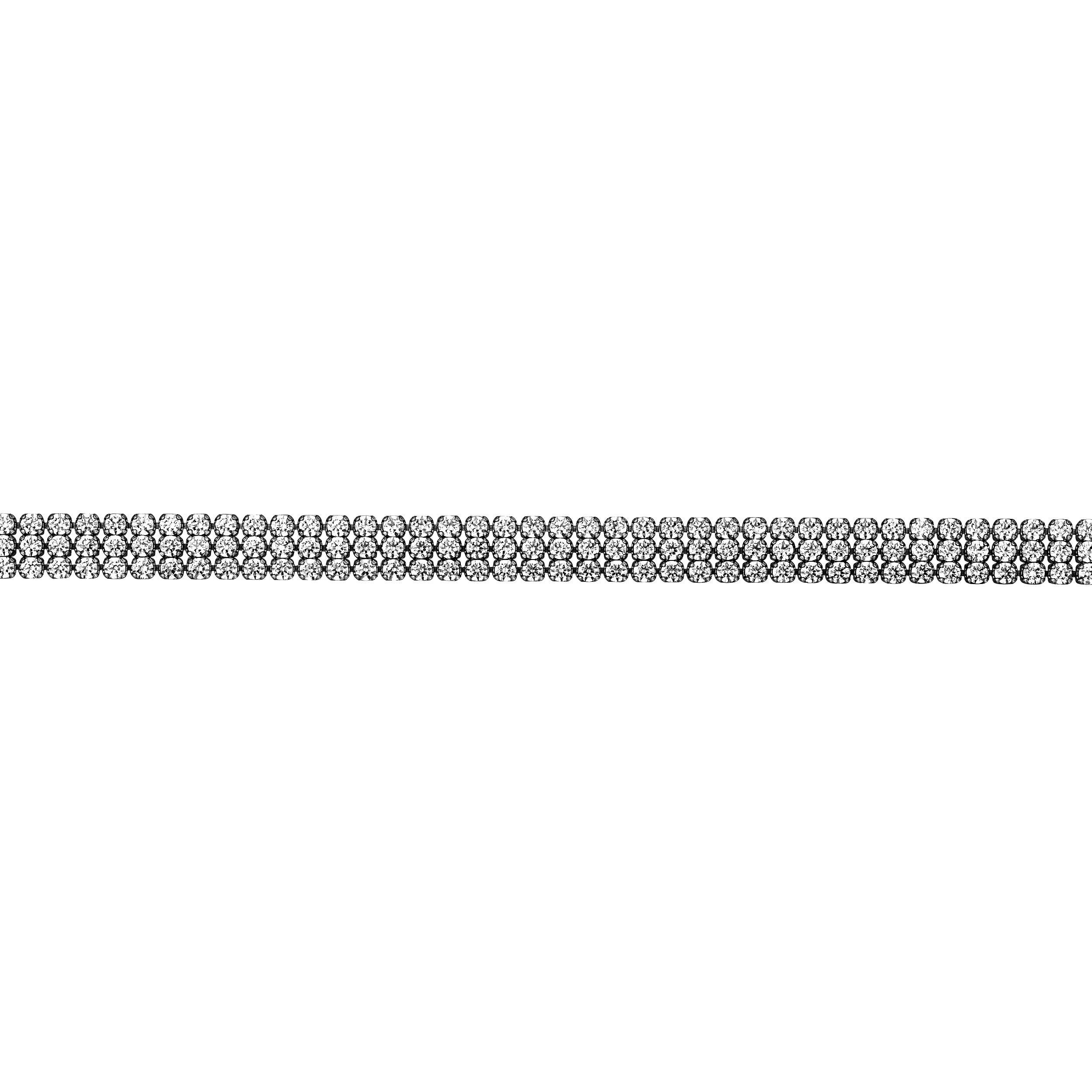 Plated Sterling Silver Triple CZ Row Bracelet