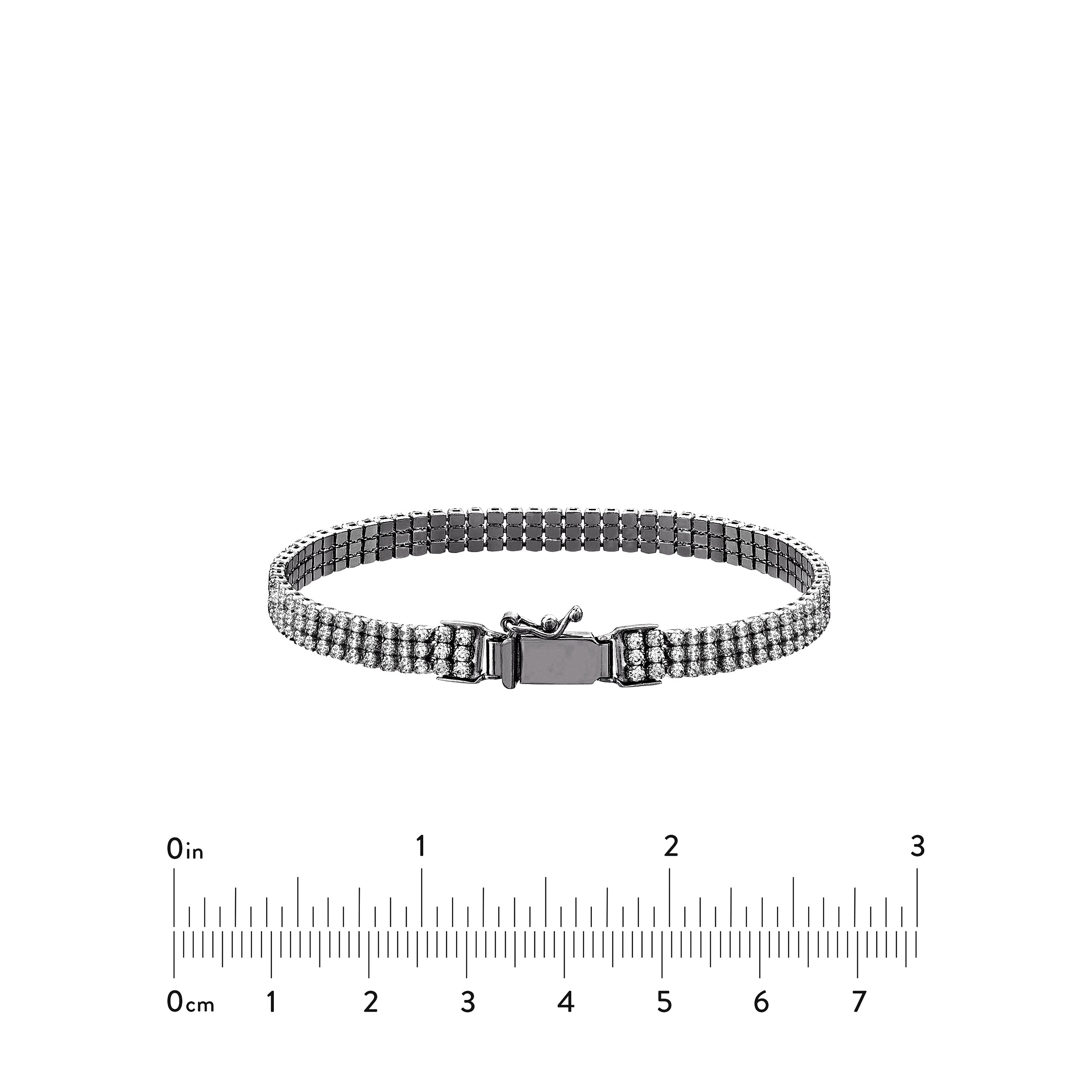 Plated Sterling Silver Triple CZ Row Bracelet