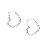 19mm Tilted Heart Hoop Earrings