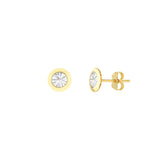 Two-Tone Circle Stud Earrings on Post Back