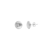 Ridged Button Stud Earrings on Post Back