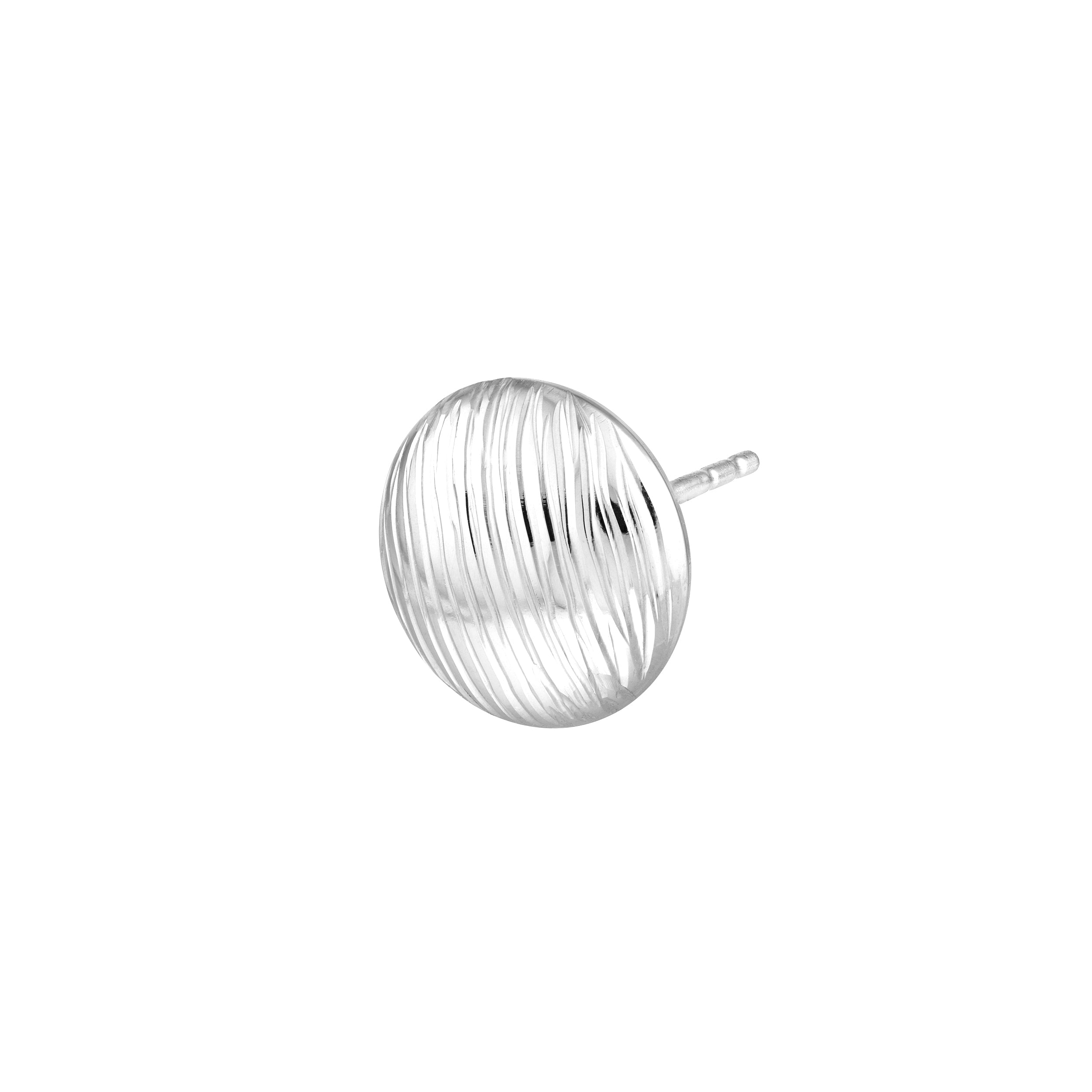 Ridged Button Stud Earrings on Post Back